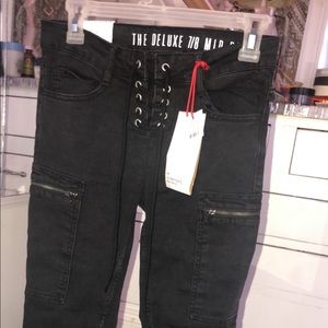 Black Cotton on lace up jeans